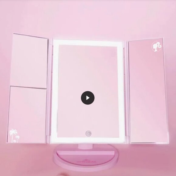 Barbie 🌴  Trifold LED Tri-Tone Makeup Mirror with Magnifiction NWT - Picture 12 of 13